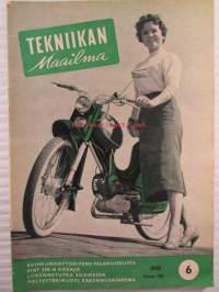 Tekniikan maailma 1958 nr 6, sis. mm. seur. artikkelit / kuvat / mainokset; Nyt aloitamme kaitafilmauksen, Koeajossa Miele K 52, Koekuvauksessa Baldessa,