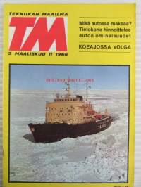 Tekniikan Maailma 1966 nr 5, kansikuva jäämurtaja Tarmo sis. mm. seur. artikkelit / kuvat / mainokset;  Koeajossa Volga M-21 S, Jättiläisilmapallot - mksi ja