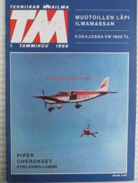 Tekniikan Maailma 1966 nr 1, sis. mm. seur. artikkelit / kuvat / mainokset; Kannessa Piper Cherokee, Koeajossa VW 1600 TL, Koekuvissa Nikkormat FT, Koelento Piper