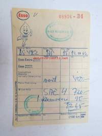 Esso Oy Bensiini Ab Mannerheimintie, 15.12.1962 -kuitti
