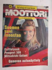 Moottori 1993 nr 4, sis. mm. seur. artikkelit / kuvat / mainokset; Kansikuva Anne Pohtamo, Peugeot 309, Mitsubishi Galant, Geneven Autonäyttely, Kellutuslisä