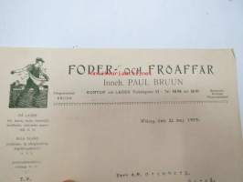 Foder- och fröaffär Inneh. Paul Bruun, Torkelsgatan Wiborg (Viipuri) 31.5.1931 -asiakirja