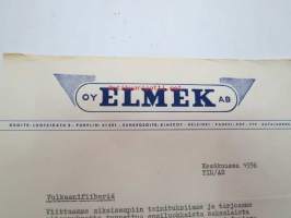 Oy Elmek Ab, Helsinki, kesäkuu 1956 -asiakirja