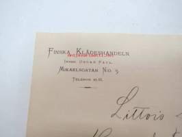 Finska Klädeshandeln, Helsingfors (Helsinki), 11.11.1902 -asiakirja