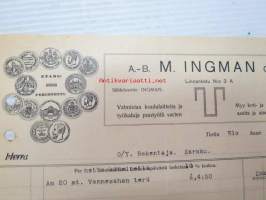 Ab M. Ingman Oy, Turku / Oy Rakentaja, Karkku, 23.8.1923 -asiakirja