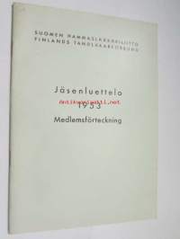 Suomen hammaslääkäriliitto jäsenluettelo 1953 - Finlands tandläkarsförbund medlemsförteckning 1953