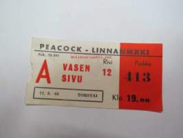 Peacock - Linnanmäki 11.8.1960 -pääsy- ja paikkalippu