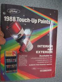Ford USA 1986, -87, -88 Interior & Exterior Touch-Up paint color chart -värikartta korjausmaaleista