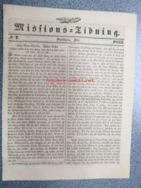 Missions-Tidning 1852 nr 7, ruotsinkielinen lähetyslehti, hyvä postitaksaleimaus
