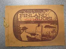 Finland Suomi -kuva-albumi, jossa painokuvia tunnettujen suomalaistaiteilijoiden töistä