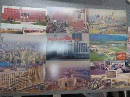 Jehovah wittnesses - USA -postikorttisarja - englanninkieliset, Jehovan todistajat, kirjapainoista, kokoontumistiloista, maatiloista ym. - sarjassa 10 korttia