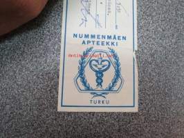 Nummenmäen Apteekki, Turku, 9.9.1964 -apteekkisignatuuri