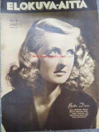 Elokuva-aitta 1942 nr 2 Kannessa Betty Davis. Takakannessa mainos elokuvasta ruotsalais-ranskalaisesta elokuvasta  Elämä jatkuu (Aino Taube) Marlene Dietrich