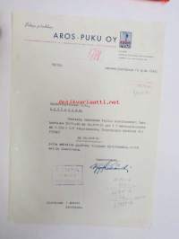 Aros-Puku Oy, Helsinki, 15.12.1948 -asiakirja