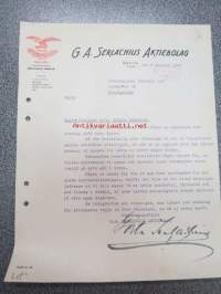 G.A. Serlachius Oy, Mänttä, allekirjoitus Gösta Serlachius, 11.9.1940 -asiakirja / firmalomake