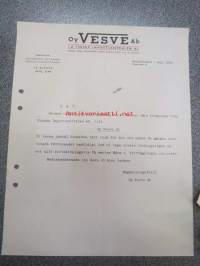 Oy Vesve Ab, Helsinki, 1.5.1940 -asiakirja / firmalomake