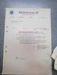 Wärtsilä-koncernen A/B - Wärtsilä Järnbruk, Helsinki, 21.10.1940 -asiakirja / firmalomake