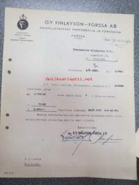Oy Finlayson-Forssa Ab, Tampere, 4.9.1940 -asiakirja / firmalomake