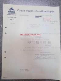 Finska Pappersbruksföreningen, Björneborg, 6.3.1940 -asiakirja / firmalomake