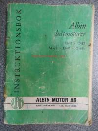 Albin båtmotorer O-11, O-12, AL-23, O-41, O-411 Instruktionsbok -käyttöohjekirja ruotsiksi