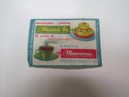 Konditoria - Leipomo - Mannala Oy III Linja 21 / Kahvila Mannamaja Fredrikinkatu 40 -tulitikkuetiketti