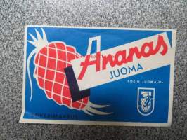 Ananas juoma, Porin Juoma Oy, Pori -juomaetiketti