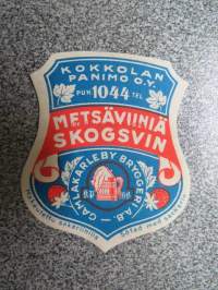 Metsäviiniä - Skogsvin, Kokkolan Panimo Oy - Gamlakarleby Bryggeri Ab -juomaetiketti