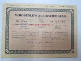 W. Rosenlew & Co, aktiebolag 7 1/4% Obligaatio määrältään 80 000 mkLitt. B Obligation 1957 -obligaatiolaina, blanco
