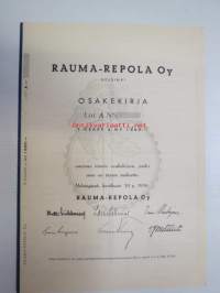 Rauma-Repola Oy, Helsinki 1956, Litt. A, 1 osake á 1 000 mk = 1 000 mk -osakekirja, blanco