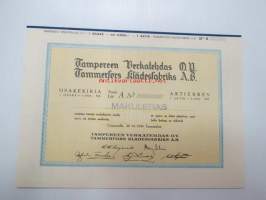 Tampereen Verkatehdas Oy, Tampere 1949, Sarja A 1 osake á 4 000 = 4 000 mk -osakekirja, blanco, makuleras-leimattu