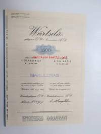 Wärtsilä-Yhtymä Oy - Koncern Ab, Värtsilä 1949, 1 osake á 1 600  -osakekirja, blanco, makuleras-leimattu