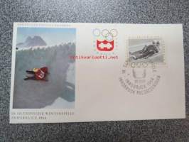 IX. Olympische Winterspiele Innsbruck 1964 Offizieller Eröffnungsbrief -ensipäivänkuori