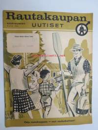 Rautakaupan Uutiset 4 B 1959 kevätnumero, esittelee rakentamiseen liittyviä tuotteita ja tavaroita