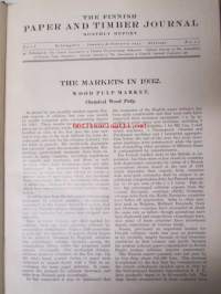 Finnish Paper and Timber Journal 1933 kuukausi raportit  -sidottu vuosikerta