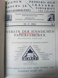 Suomen Paperi- ja Puutavaralehti / Pappers- och trävarutidskrift för Finland / The finnish paper and timber journal 1943, paperiteollisuuden ja puutavara-alan