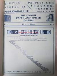 Suomen Paperi- ja Puutavaralehti / Pappers- och trävarutidskrift för Finland / The finnish paper and timber journal 1940, paperiteollisuuden ja puutavara-alan