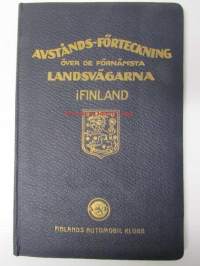 Finlands Automobil Klubb - Avstånds-förteckning över de förnämsta landsvägarna i Finland 1926 - Suomen yleisemmin käytettyjen maanteiden välimatka-luettelo