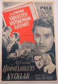 Taivasten valtakunnan avaimet - Himmelrikets nycklar, pääosissa Gregory Peck, Rosa Stradner, Thomas Mitchell, Vincent Price, ohjaus John M. Stahl -elokuvajuliste