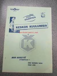 Keskon kuulumisia - Kesko Oy Mikkeli - noin 1950-luvun lopun ajankohtaisia asioita / joulutarvikkeet ja tuotteet -moniste