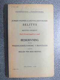 Junien painekaasuvalaistuksen selitys ja hoito-ohjeet - 1928 - Beskrivning över pressgasbelysning i bantågen jämte regler för dess skötsel