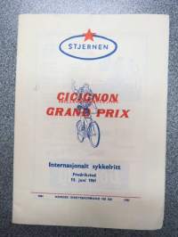 Cicignon Grand Prix - Internasjonalt sykkelritt Fredrikstad 13. juni 1961 -käsiohjelma