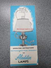 Aladdin Lamps - operating instructions / Instrucciones para operarla + Spare Parts -käyttöohjeet + varaosaluettelo englanniksi