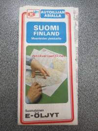 E-Öljyt Suomi Finland Maanteiden yleiskartta, kaupunkien opaskartat, huoltamoluettelo