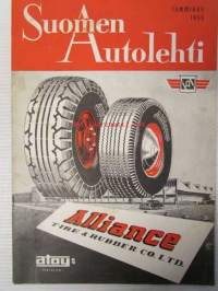 Suomen Autolehti 1955 nr 1 tammikuu, sis. mm. seur artikkelit / kuvat / mainokset; Sisu B-56 