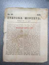 Svenska Minerva 1838 nr 49, 24.4.1838 -lehtipostitusleimattu