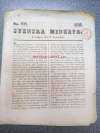 Svenska Minerva 1838 nr 108, 8.9.1838 -lehtipostitusleimattu