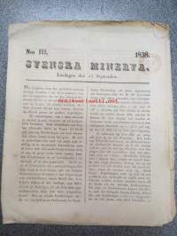 Svenska Minerva 1838 nr 111, 15.9.1838 -lehtipostitusleimattu