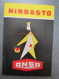 Onsa maalihinnasto 1960