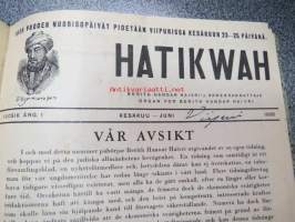 Hatikwah 1935-36 -yhteensidotut vuosikerrat, suomalainen juutalaisyhteisön lehti, ruotsin- ja suomenkielinen
