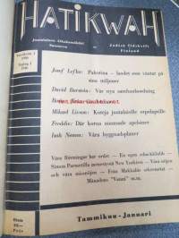 Hatikwah 1946-48 -yhteensidotut vuosikerrat, suomalainen juutalaisyhteisön lehti, ruotsin- ja suomenkielinen